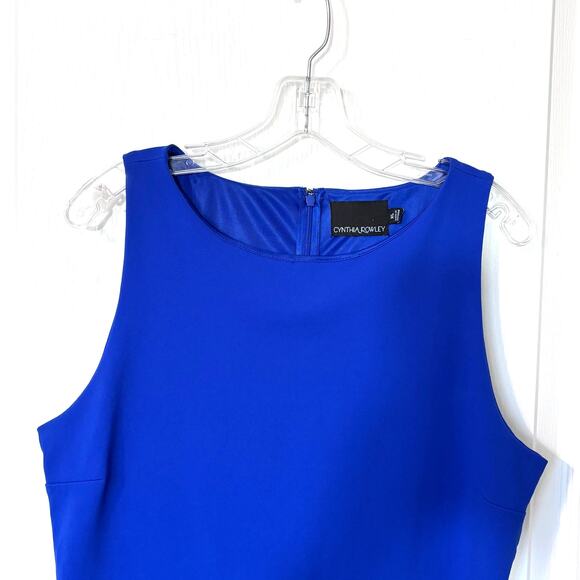Cynthia Rowley Wms XL Sleeveless Blue Black Colorblock Sheath Dress Career - Picture 5 of 6